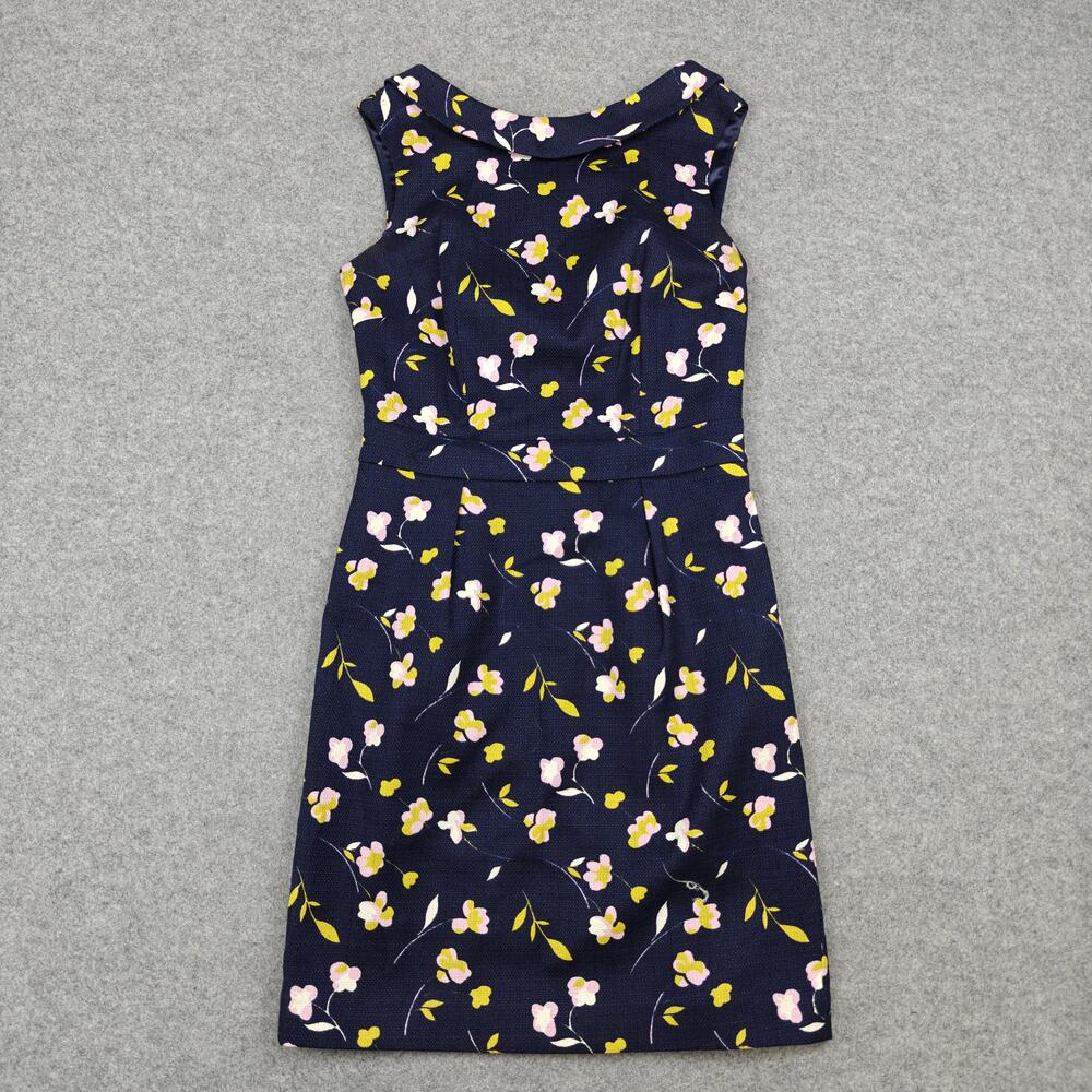 Boden Dress Womens 4P Petite Blue Floral Cowl Neck Fit & Flare Knee Length Work